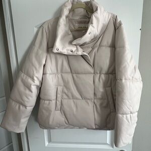 Sebby Cream Puffer Faux Leather Jacket